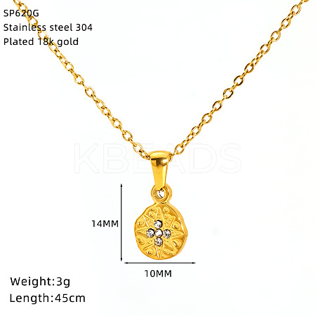 304 Stainless Steel Crystal Rhinestone Pendant Necklaces for Women WG07512-06-1