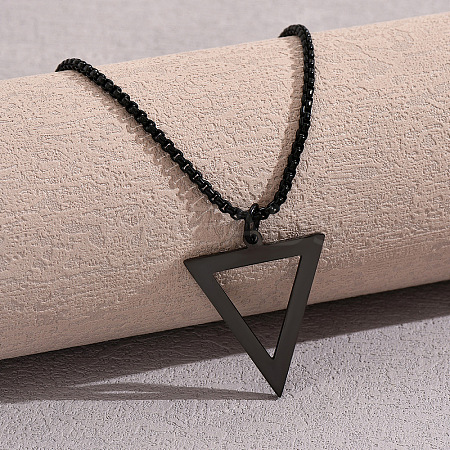 Inverted Triangle Stainless Steel Pendant Box Chain Necklaces for Men FS-WGF3CC6-01-1