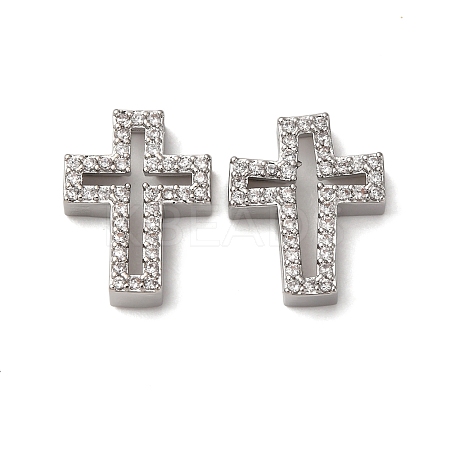 Brass Micro Pave Clear Cubic Zirconia Charms KK-Z112-33P-1