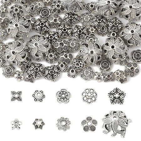 100Pcs 10 Styles Tibetan Style Bead Caps TIBE-YW0001-88-1
