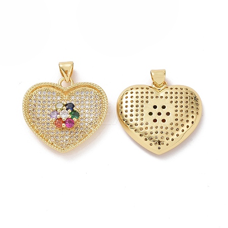 Brass Cubic Zirconia Pendants KK-G453-25G-1