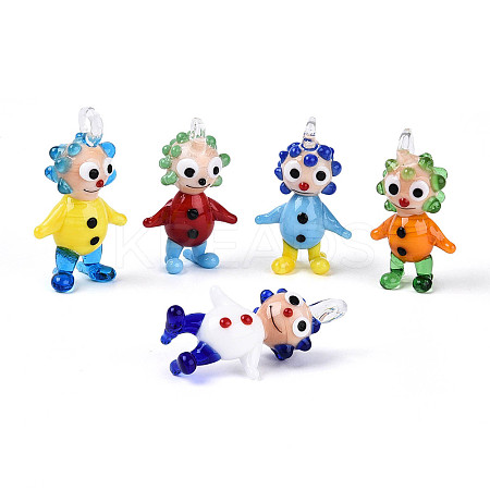 Handmade Lampwork Clown Figurine Pendants LAMP-T025-09M-1