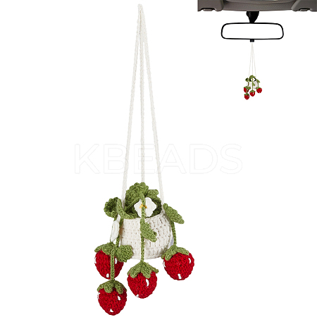Strawberry Basket Woolen Yarn Pendant Decorations AJEW-WH20006-240A-1