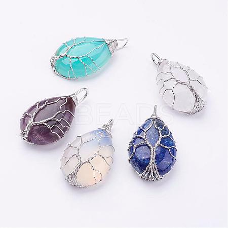 Natural & Synthetic Mixed Stone Pendants G-P269-M-P-1