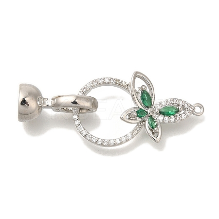 Brass Micro Pave Cubic Zirconia Fold Over Clasps KK-K389-025P-1