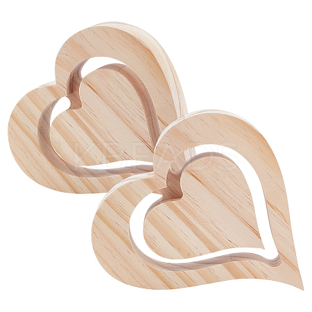 Heart Unfinished Wood Decoration DIY-WH0888-465-1