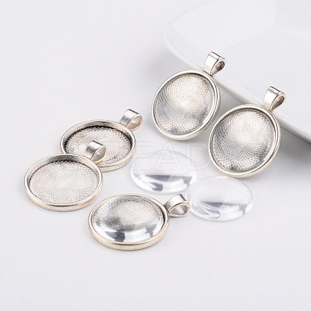 25mm Transparent Clear Domed Glass Cabochon Cover for Alloy Photo Pendant Making DIY-F007-14AS-RS-1