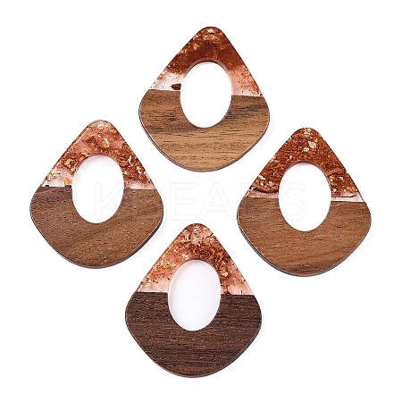 Transparent Resin and Walnut Wood Pendants RESI-T057-07C-1
