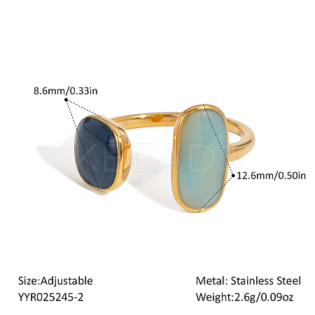 304 Stainless Steel Colorful Open Cuff Rings for Women NC3408-2-1