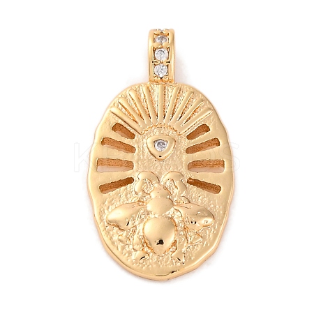 Brass Pendants With Clear Cubic Zirconia KK-S403-04G-1