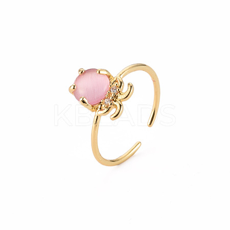Brass Micro Pave Clear Cubic Zirconia Cuff Rings RJEW-S045-086-NR-1
