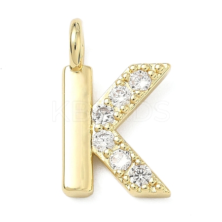 Brass Micro Pave Clear Cubic Zirconia Pendants KK-I476-01G-K-1