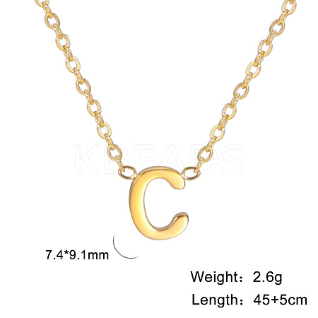 201 Stainless Steel Initial Pendant Necklaces FS-WG78A3B-03-1