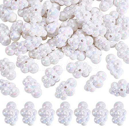 50Pcs UV Plating Iridescent Acrylic Bead OACR-GO0001-02-1