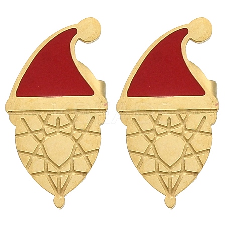 Ion Plating(IP) 304 Stainless Steel Enamel Stud Earrings EJEW-I316-03G-07-1