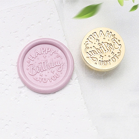 Golden Tone Wax Seal Brass Stamp Heads AJEW-U008-02G-16-1
