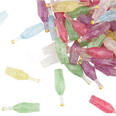 60Pcs 6 Colors Dummy Bottle Transparent Resin Cabochon RESI-SC0036-42-1