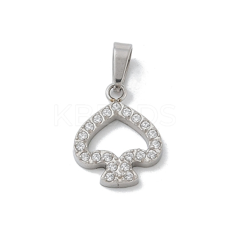 304 Stainless Steel Micro Pave Cubic Zirconia Pendants STAS-Z107-04P-05-1