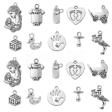 100Pcs 10 Styles Tibetan Style Alloy Pendants TIBEP-CJ0002-82-1