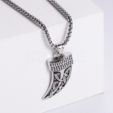 Vintage 304 Stainless Steel Viking Knife Shaped Pendant Punk Necklaces for Men RK3573-1-1