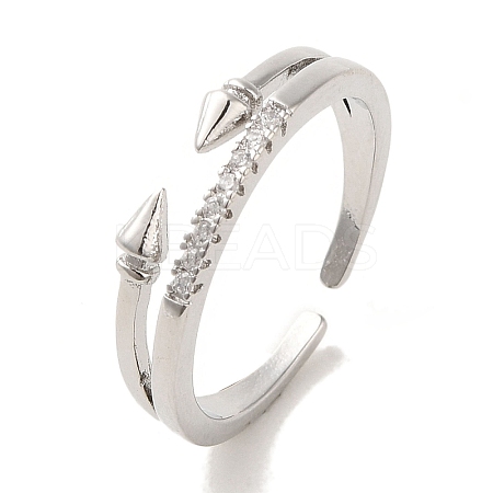 Brass Micro Pave Cubic Zirconia Rings for Women RJEW-E295-41P-1