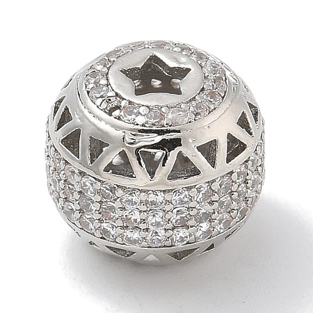 Rack Plating Brass Micro Pave Cubic Zirconia Beads KK-L224-031P-1