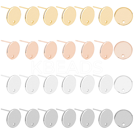 24Pcs 4 Colors 201 Stainless Steel Stud Earring Findings STAS-FH0001-78-1