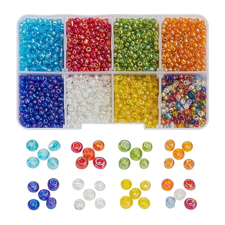 120g 8 Colors Round Glass Seed Beads SEED-YW0001-63-1