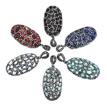 Polymer Clay Rhinestone Pendants RB-S056-15A-B-1