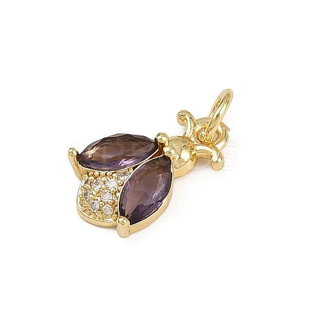 Brass Micro Pave Cubic Zirconia Charms KK-D409-37G-C-1
