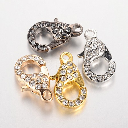 Alloy Glass Rhinestone Lobster Claw Clasps ZIRC-F022-63-1
