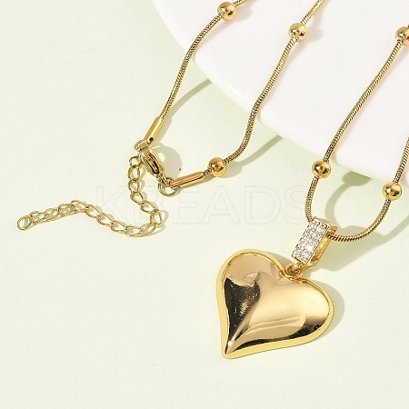 304 Stainless Steel Micro Pave Clear Cubic Zirconia Pendant Necklaces for Women LS-NJEW-Z103-01G-04-1