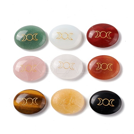 Natural & Synthetic Mixed Gemstone Healing Massage Palm Stones G-E579-03-1