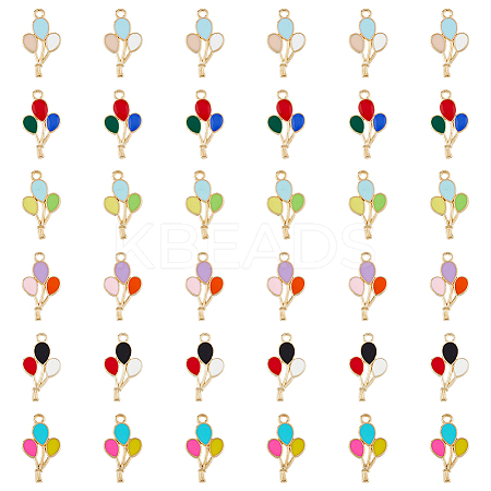 SUPERFINDINGS 60Pcs 6 Colors Alloy Enamel Pendants ENAM-FH0001-49-1