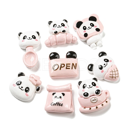 Panda Theme Opaque Resin Cabochons RESI-Q227-09-1