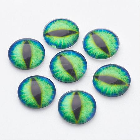 Half Round/Dome Dragon Eye Printed Glass Cabochons GGLA-A002-12mm-AB09-1