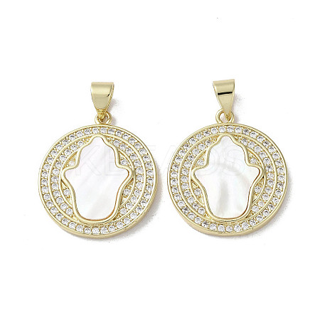 Brass Micro Pave Cubic Zirconia Pendants KK-G485-22D-G-1