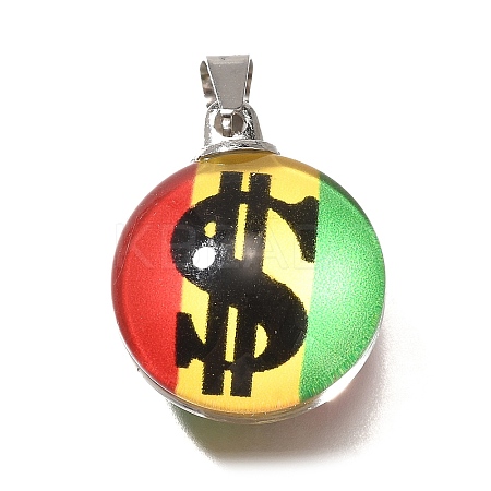 Flat Round 201 Stainless Steel Acrylic Pendants STAS-U036-01P-09-1