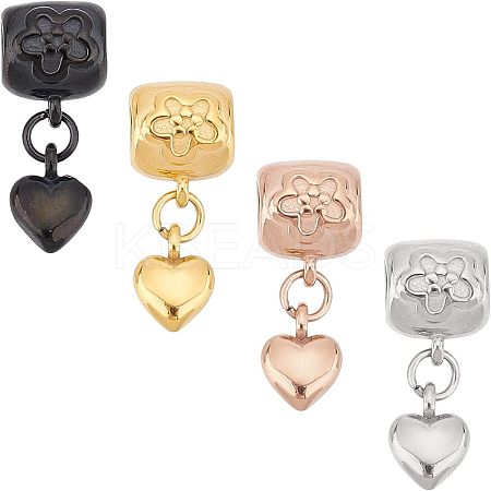 4Pcs 4 Colors 304 Stainless Steel European Dangle Charms STAS-UN0037-41-1