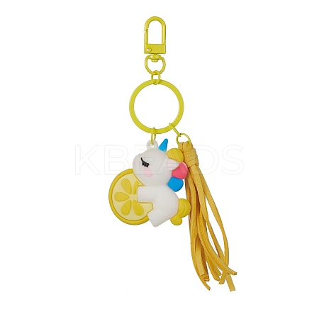 Cartoon PVC Plastic Big Pendants Keychains with Faux Suede Tassel KEYC-JKC00569-01-1