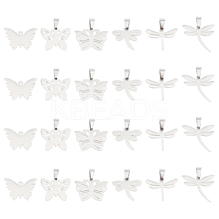 Unicraftale 24Pcs 6 Style 304 Stainless Steel Stamping Blank Tag Pendants STAS-UN0025-78-1