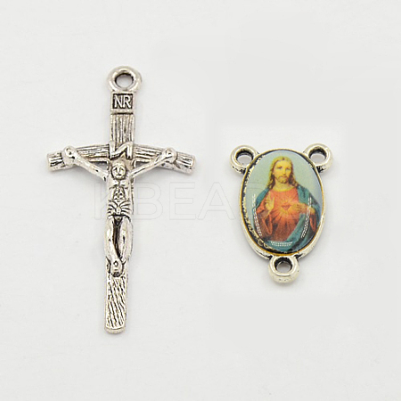 Rosary Cross and Center Sets for Rosary Bead Necklace TIBEP-MSMC021-33AS-LF-1