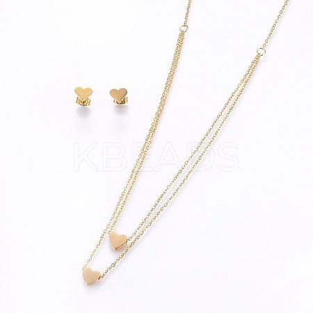304 Stainless Steel Jewelry Sets SJEW-O090-33G-1