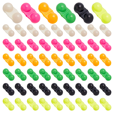 60Pcs 6 Colors ABS Plastic & Carbon Steel Fishing Double Rattles Bells Beads FIND-HY0005-15-1