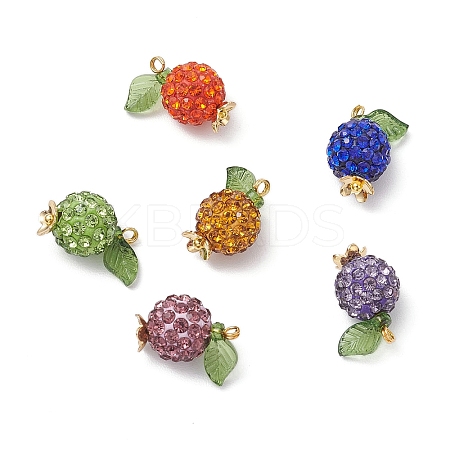 Pave Disco Ball Beads with Transparent Acrylic Charms and 304 Stainless Steel Bead Caps and Brass Ball Head pins Pendants X-PALLOY-TA00243-1