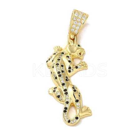 Rack Plating Brass Micro Pave Black Cubic Zirconia Pendants KK-P267-01D-G-1