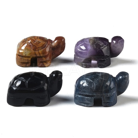 Natural Mixed Gemstone Carved Turtle Figurines DJEW-M015-13-1