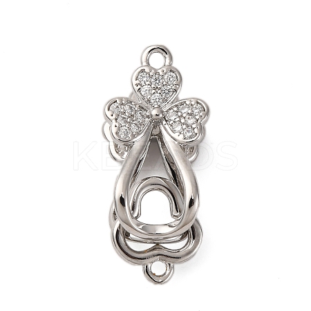 Brass Micro Pave Clear Cubic Zirconia Interlocking Clasps KK-C075-28P-1
