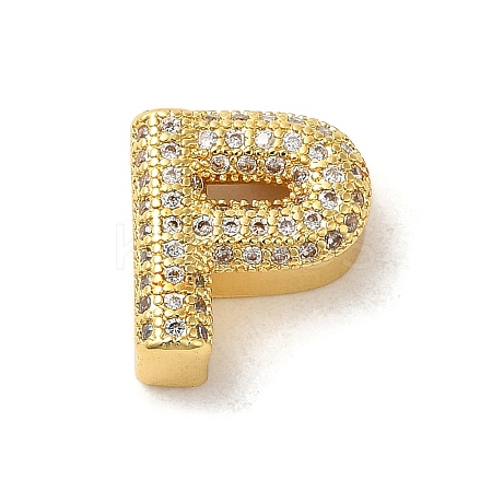 Brass Micro Pave Clear Cubic Zirconia Charms ZIRC-C009-01G-P-1
