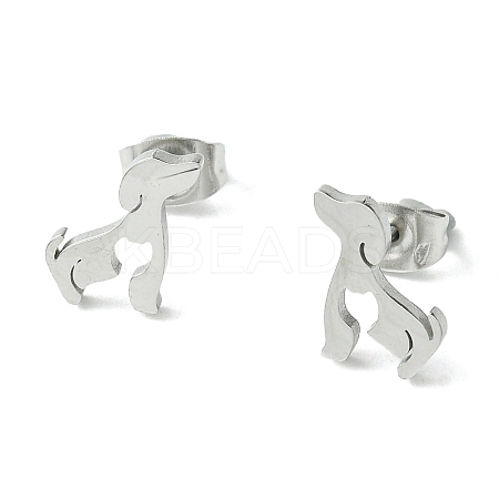 Non-Tarnish Cute Little Animal Theme 304 Stainless Steel Stud Earrings LS-EJEW-B041-02A-P-1